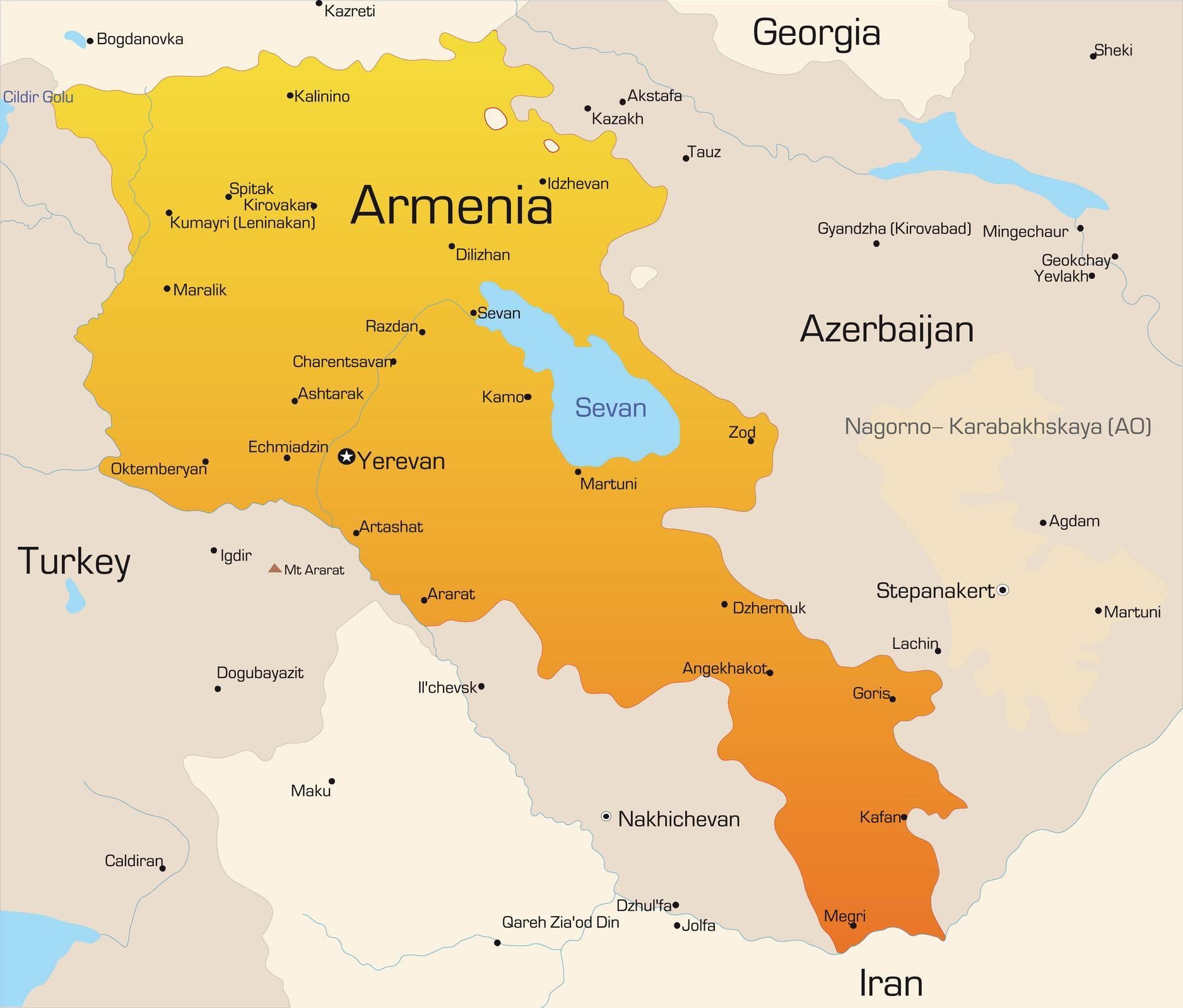 map of armenia